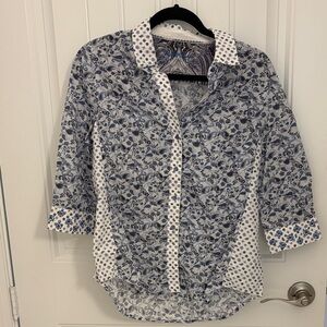 Robert Graham Blue and White Paisley Shirt Medium